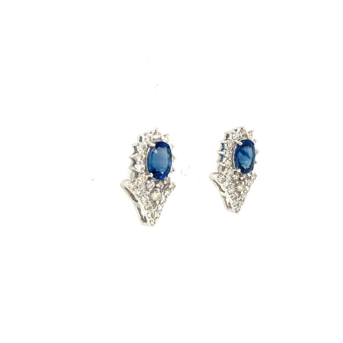 Sapphire and Diamond Earringss in 18K White Gold | Save 33% - Rajasthan Living 6