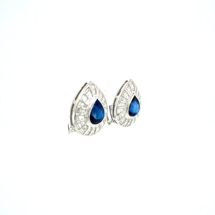 Sapphire and Diamond Earringss in 18K White Gold | Save 33% - Rajasthan Living 6