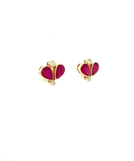 Ruby and Diamond Earrings in 14K Yellow Gold | Save 33% - Rajasthan Living 3