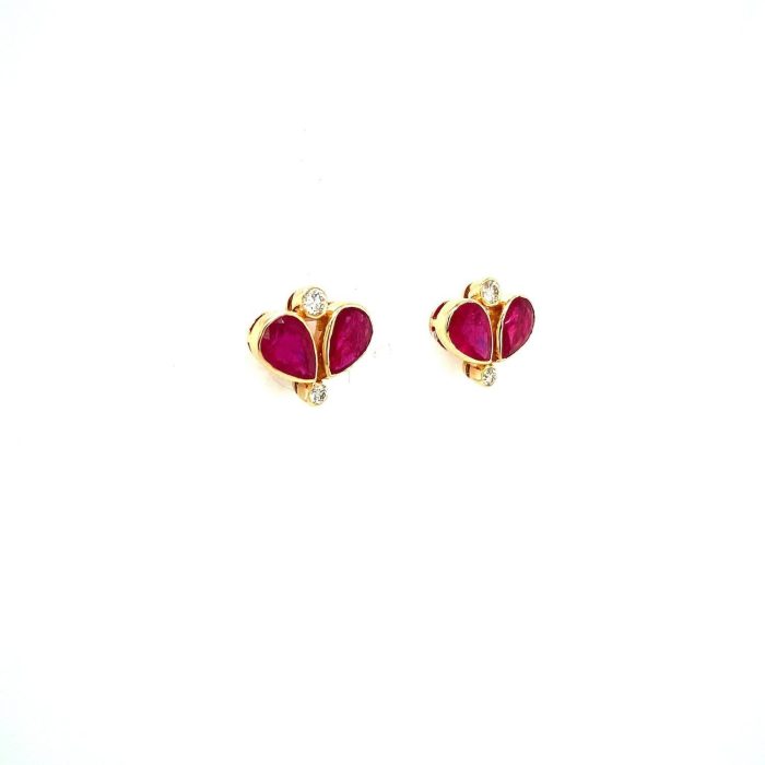 Ruby and Diamond Earrings in 14K Yellow Gold | Save 33% - Rajasthan Living 6