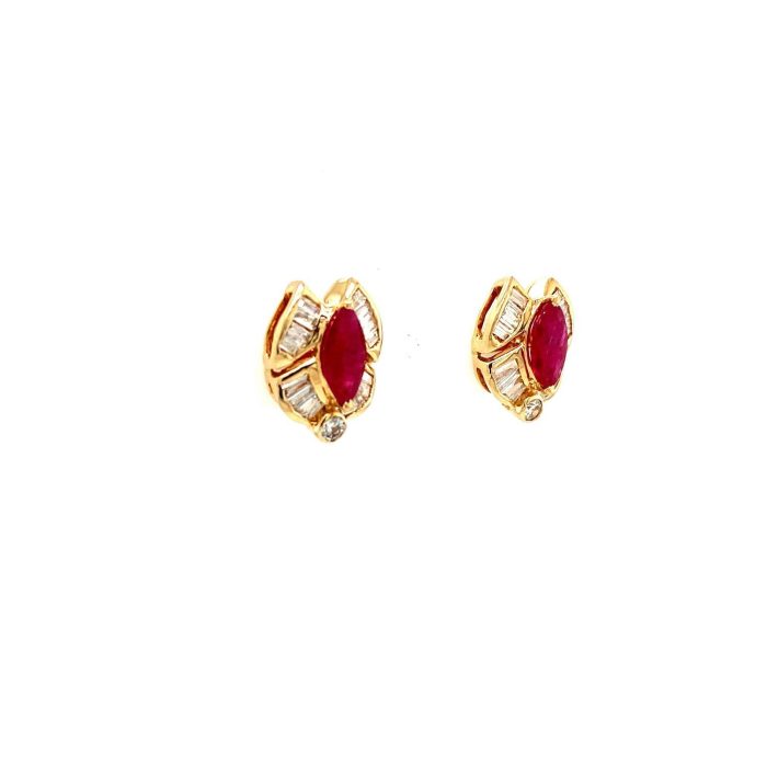 Ruby and Diamond Earrings in 14K Yellow Gold | Save 33% - Rajasthan Living 6