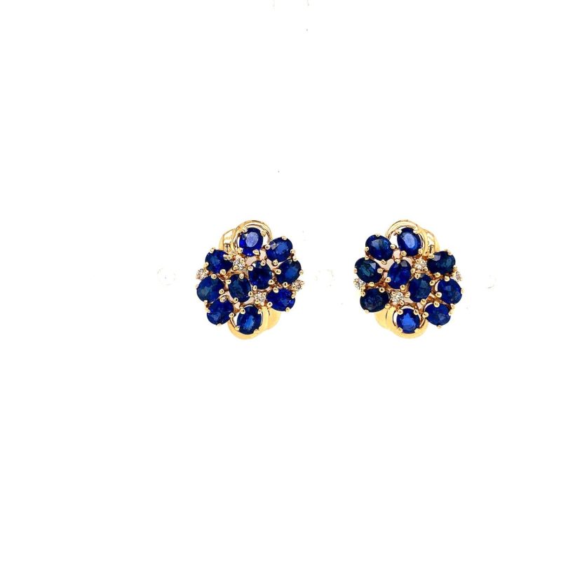 Sapphire and Diamond Earringss in 14K Yellow Gold | Save 33% - Rajasthan Living