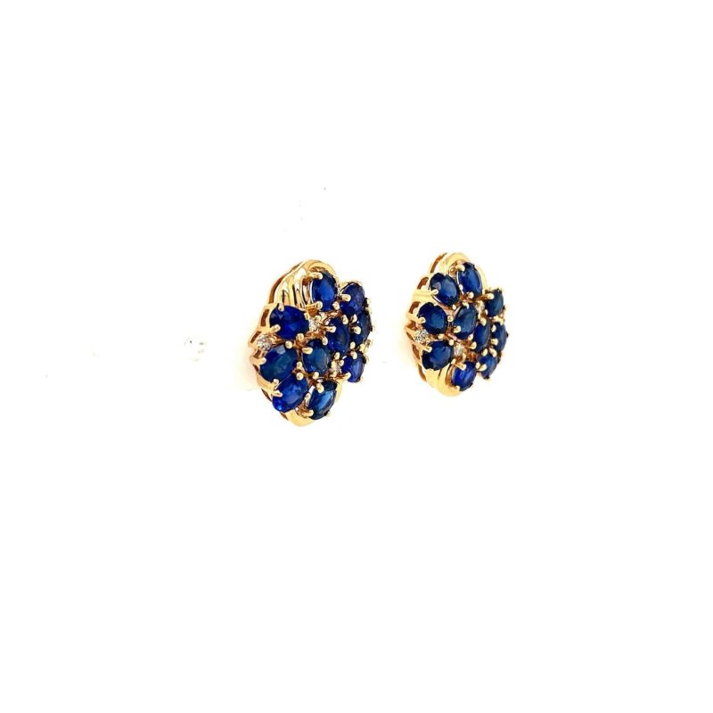 Sapphire and Diamond Earringss in 14K Yellow Gold | Save 33% - Rajasthan Living 3