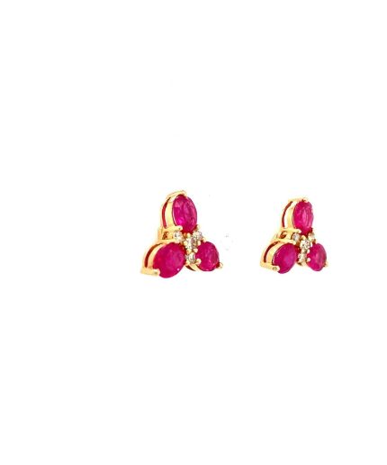 Ruby and Diamond Earrings in 14K Yellow Gold | Save 33% - Rajasthan Living 3