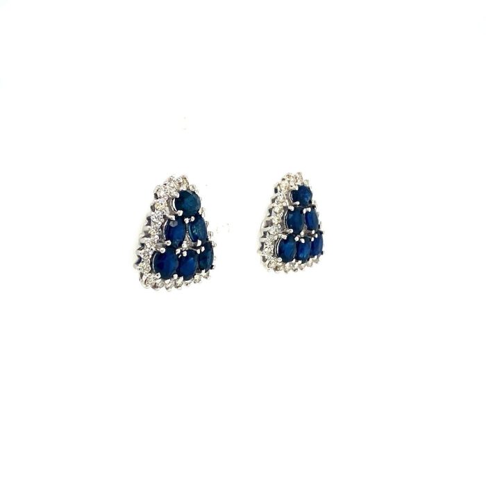 Sapphire and Diamond Earringss in 14K White Gold | Save 33% - Rajasthan Living 6