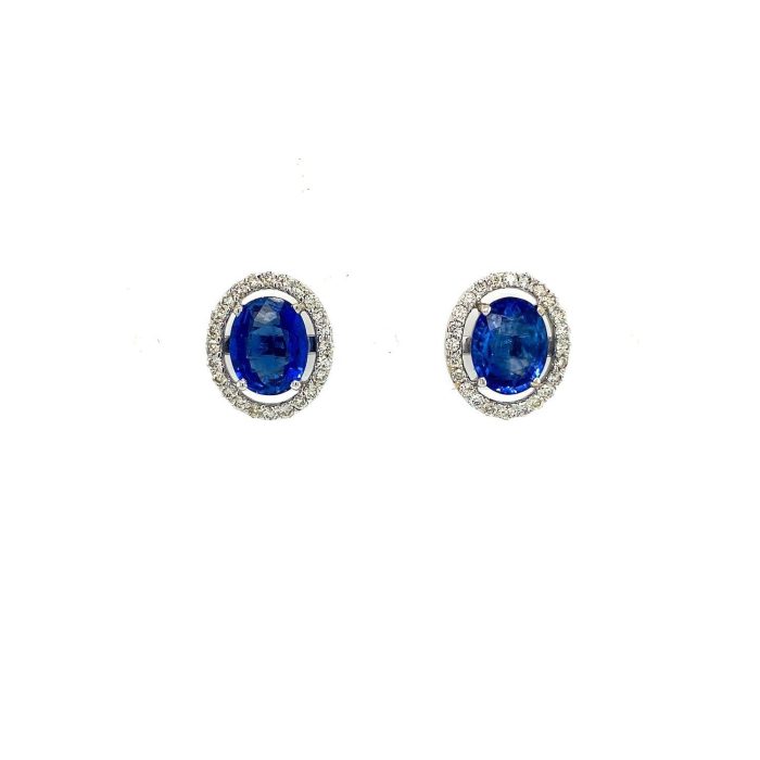 Sapphire and Diamond Earringss in 18K White Gold | Save 33% - Rajasthan Living 5