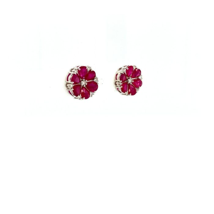 Ruby and Diamond Earrings in 14K White Gold | Save 33% - Rajasthan Living 6