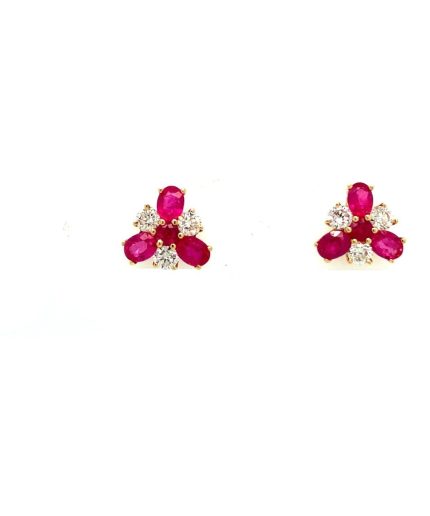 Ruby and Diamond Earrings in 14K Yellow Gold | Save 33% - Rajasthan Living