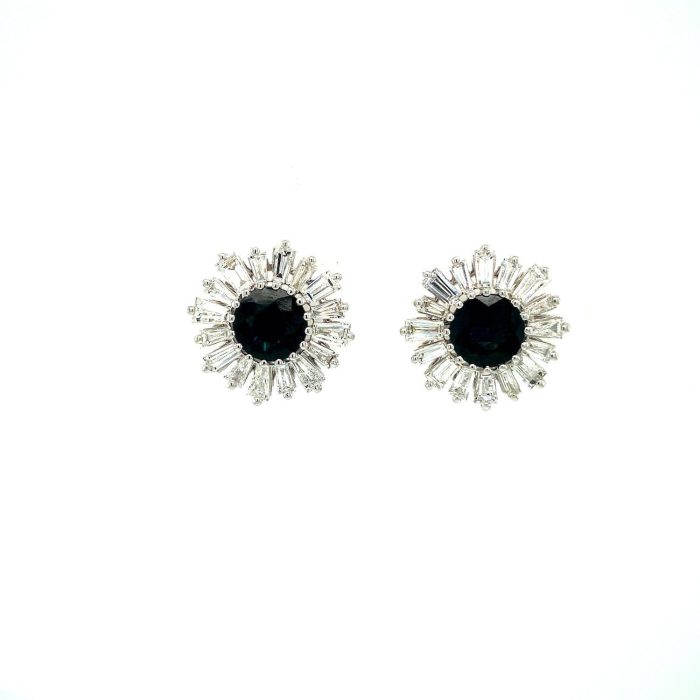 Sapphire and Diamond Earringss in 18K White Gold | Save 33% - Rajasthan Living 5