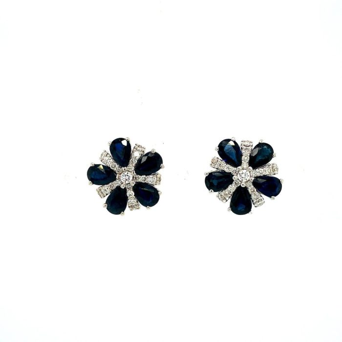 Sapphire and Diamond Earringss in 18K White Gold | Save 33% - Rajasthan Living 5