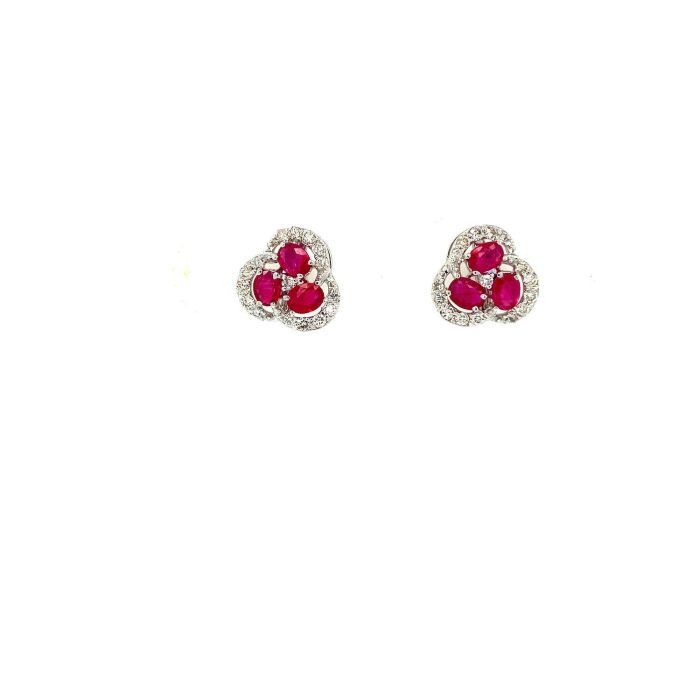 Ruby and Diamond Earrings in 14K White Gold | Save 33% - Rajasthan Living 5