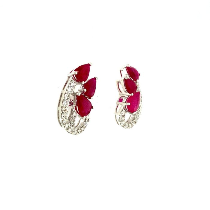 Ruby and Diamond Earrings in 18K White Gold | Save 33% - Rajasthan Living 6