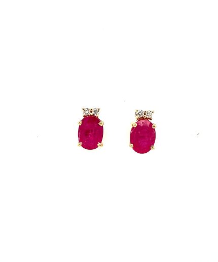 Ruby and Diamond Earrings in 14K Yellow Gold | Save 33% - Rajasthan Living