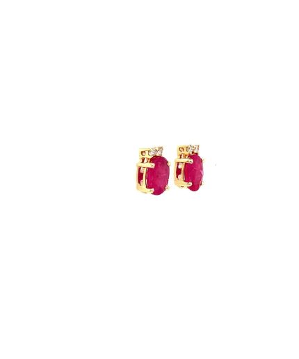 Ruby and Diamond Earrings in 14K Yellow Gold | Save 33% - Rajasthan Living 3