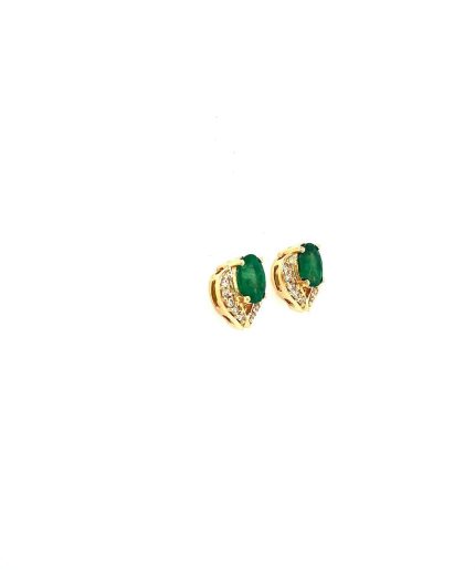 Emerald and Diamond Earrings in 14K Yellow Gold | Save 33% - Rajasthan Living 3