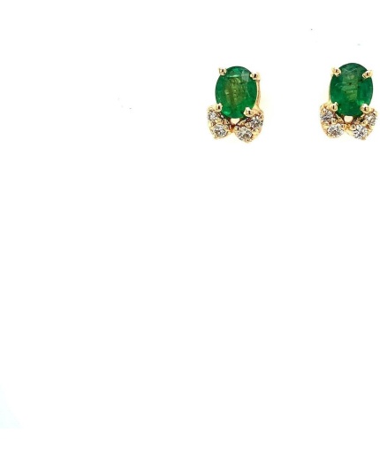 Emerald and Diamond Earrings in 14K Yellow Gold | Save 33% - Rajasthan Living