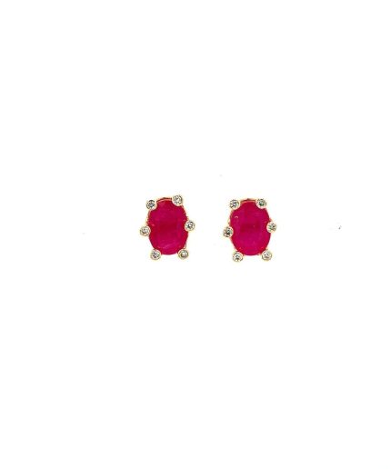 Ruby and Diamond Earrings in 14K Yellow Gold | Save 33% - Rajasthan Living