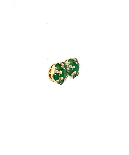 Emerald and Diamond Earrings in 14K Yellow Gold | Save 33% - Rajasthan Living 3