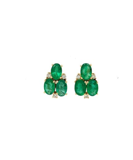 Emerald and Diamond Earrings in 14K Yellow Gold | Save 33% - Rajasthan Living