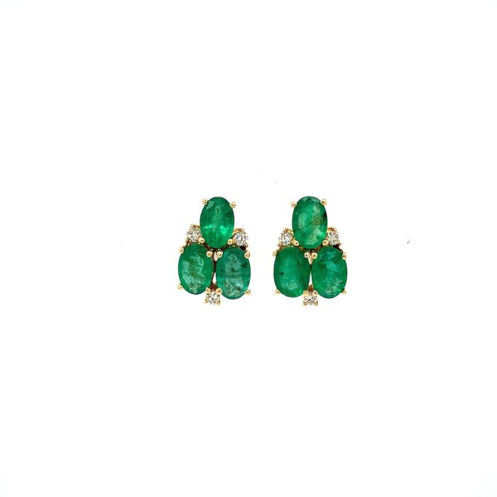 Emerald and Diamond Earrings in 14K Yellow Gold | Save 33% - Rajasthan Living 5