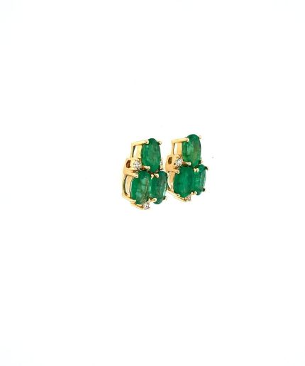 Emerald and Diamond Earrings in 14K Yellow Gold | Save 33% - Rajasthan Living 3