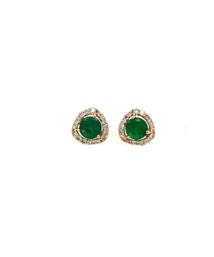 Emerald and Diamond Earrings in 14K Yellow Gold | Save 33% - Rajasthan Living