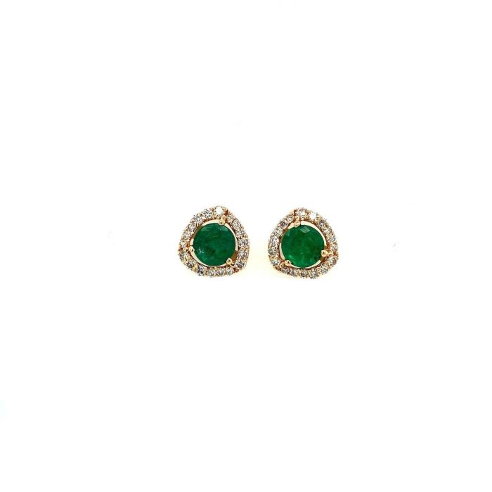 Emerald and Diamond Earrings in 14K Yellow Gold | Save 33% - Rajasthan Living 5