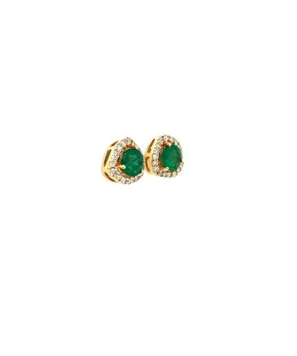 Emerald and Diamond Earrings in 14K Yellow Gold | Save 33% - Rajasthan Living 3