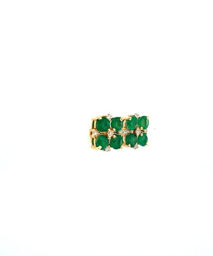 Emerald and Diamond Earrings in 14K Yellow Gold | Save 33% - Rajasthan Living 3