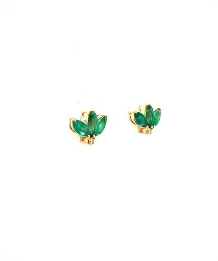 Emerald and Diamond Earrings in 14K Yellow Gold | Save 33% - Rajasthan Living 3