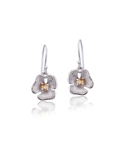 Sterling silver citrine flower shape earring | Save 33% - Rajasthan Living