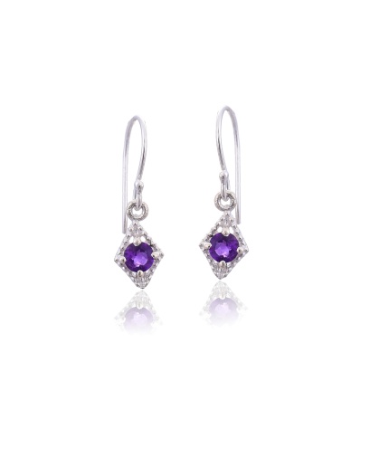 925 Silver Amethyst hook Earring | Save 33% - Rajasthan Living