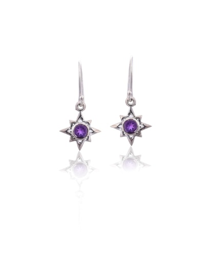 925 Silver Amethyst hook Earring | Save 33% - Rajasthan Living