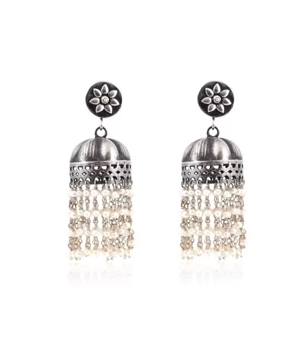Silver pearl jhumka | Save 33% - Rajasthan Living 5
