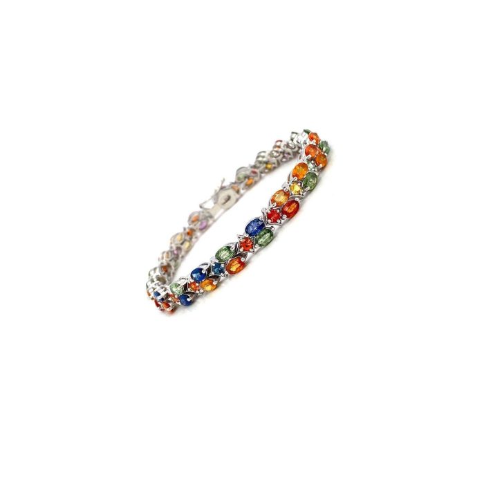 Multi Sapphire Bracelet in 925 Sterling Silver | Save 33% - Rajasthan Living 6