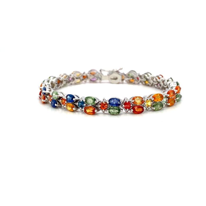 Multi Sapphire Bracelet in 925 Sterling Silver | Save 33% - Rajasthan Living 5