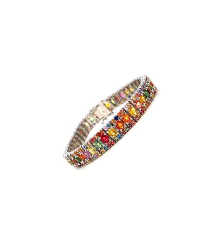 Multi Sapphire Bracelet in 925 Sterling Silver | Save 33% - Rajasthan Living 3