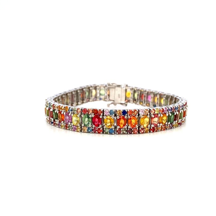 Multi Sapphire Bracelet in 925 Sterling Silver | Save 33% - Rajasthan Living 5