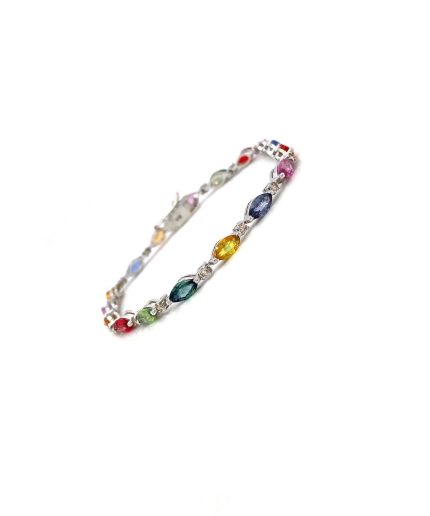 Multi Sapphire Bracelet in 925 Sterling Silver | Save 33% - Rajasthan Living 3