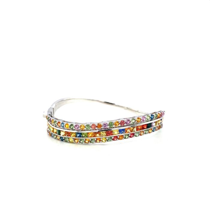 Multi Sapphire Bangle in 925 Sterling Silver | Save 33% - Rajasthan Living 5