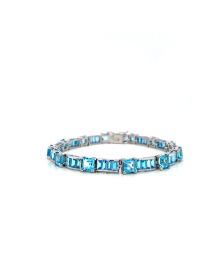 Blue Topaz Bracelet in 925 Sterling Silver | Save 33% - Rajasthan Living