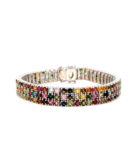 Multi Tourmaline Bracelet in 925 Sterling Silver | Save 33% - Rajasthan Living