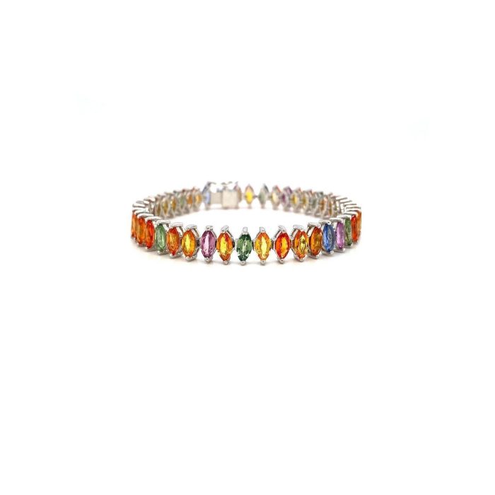 Multi Sapphire Bracelet in 925 Sterling Silver | Save 33% - Rajasthan Living 5