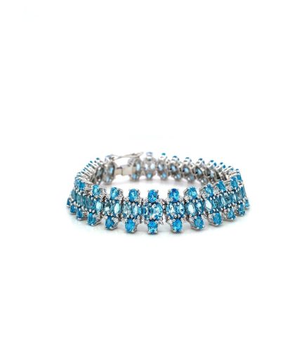 Blue Topaz Bracelet in 925 Sterling Silver | Save 33% - Rajasthan Living