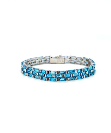 Blue Topaz Bracelet in 925 Sterling Silver | Save 33% - Rajasthan Living