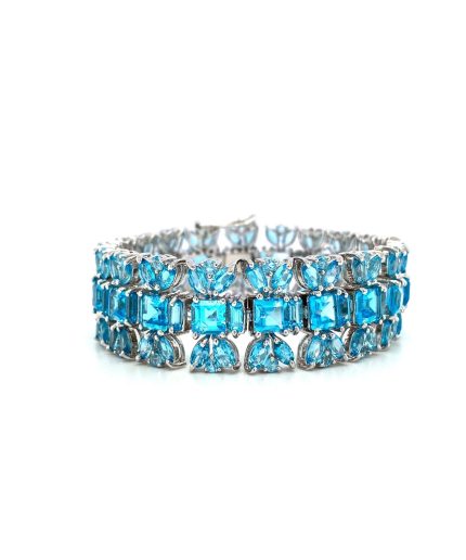 Blue Topaz Bracelet in 925 Sterling Silver | Save 33% - Rajasthan Living