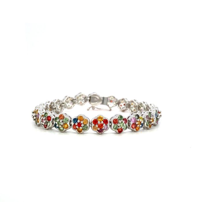 Multi Sapphire Bracelet in 925 Sterling Silver | Save 33% - Rajasthan Living 5