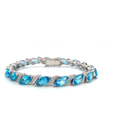 Blue Topaz Bracelet in 925 Sterling Silver | Save 33% - Rajasthan Living