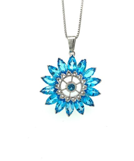 Blue Topaz Pendant in 925 Sterling Silver | Save 33% - Rajasthan Living