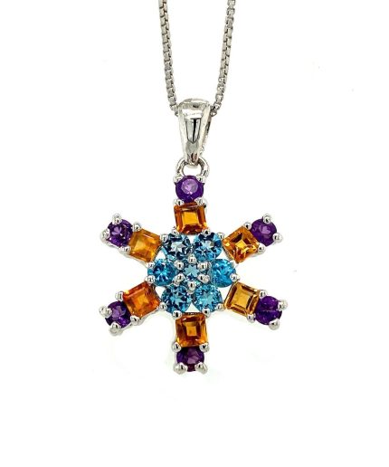 Multi Colour Stone Pendant in 925 Sterling Silver | Save 33% - Rajasthan Living